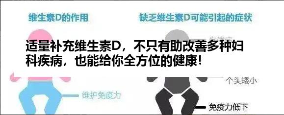 适量补充维生素D，不只有助改善多种妇科疾病，也能给你全方位的健康！