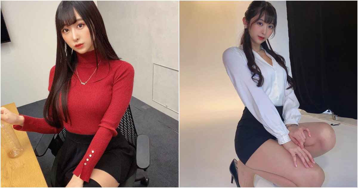 同事这么辣好吗！性感OL「真岛 なおみ」裙子长度超迷你惹火美腿让人无法专