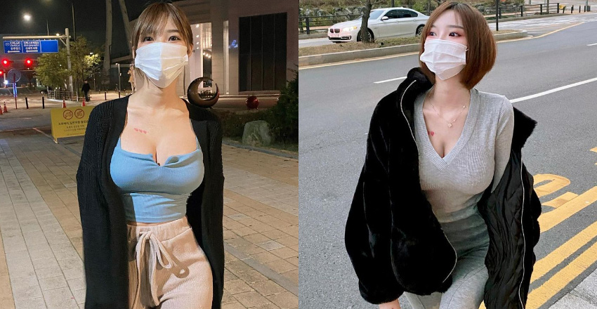 脸可以遮但奶不行！「雪乳正妹」爆奶上街　展现惊人软实力